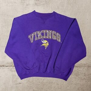 Vintage 90s Minnesota Vikings Sweater Men's XL Purple Logo 7 Crewneck Sweatshirt